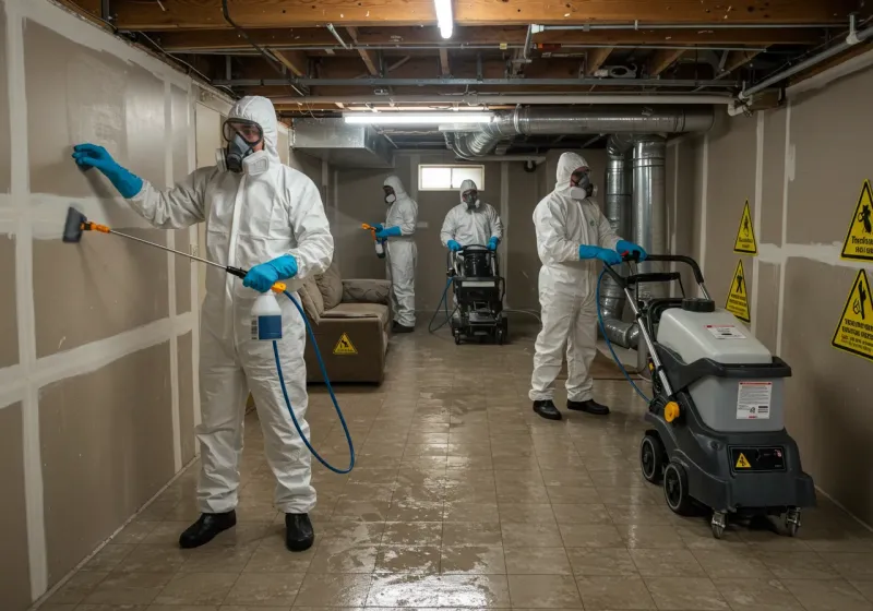 Basement Moisture Removal and Structural Drying process in Rockingham, NC